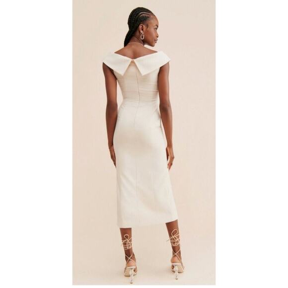 Anthropologie Bellevue The Label Mae Midi Dress Off White Size L - Picture 2 of 7